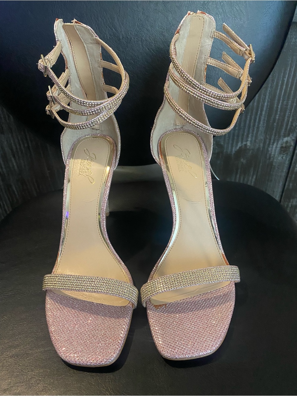 Women's Rhinestone Ankle-Strap Sandals - Rose gold , pinkish
